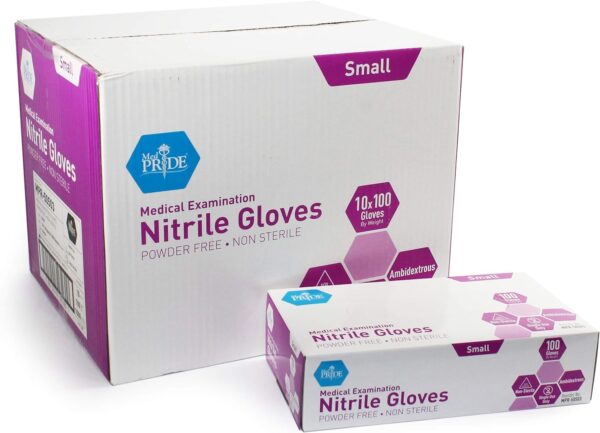 MedPride Powder-Free Nitrile Exam Gloves, Iris Blue, Medium, Box/100