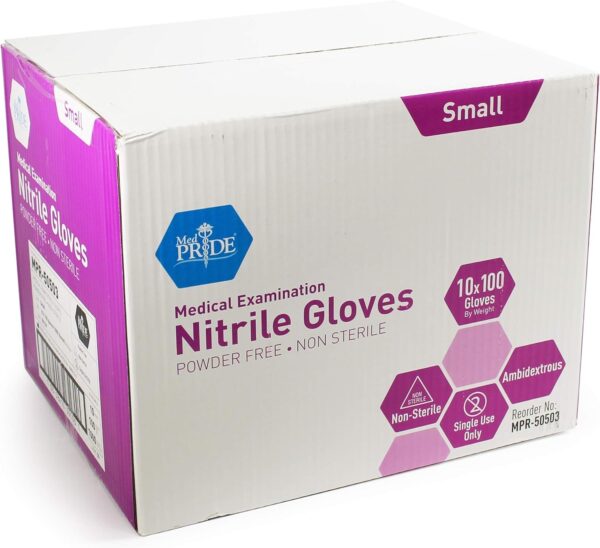 MedPride Powder-Free Nitrile Exam Gloves, Iris Blue, Medium, Box/100 - Image 3