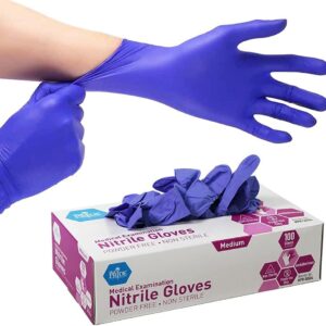 MedPride Powder-Free Nitrile Exam Gloves, Iris Blue, Medium, Box/100