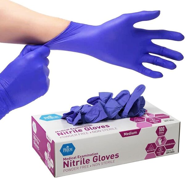 MedPride Powder-Free Nitrile Exam Gloves, Iris Blue, Medium, Box/100 - Image 4