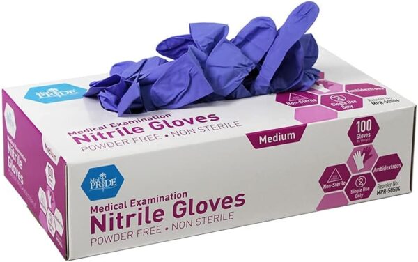 MedPride Powder-Free Nitrile Exam Gloves, Iris Blue, Medium, Box/100 - Image 5