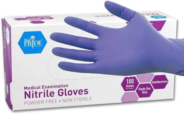 MedPride Powder-Free Nitrile Exam Gloves, Iris Blue, Medium, Box/100 - Image 6