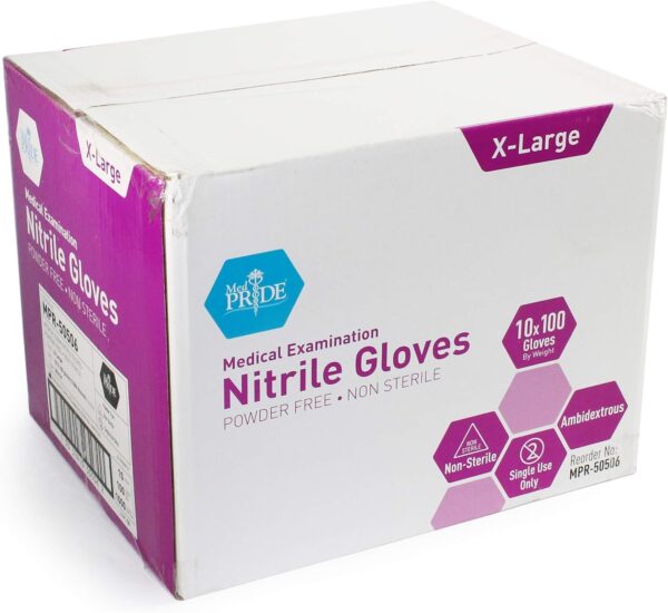 MedPride Powder-Free Nitrile Exam Gloves, Iris Blue, Medium, Box/100 - Image 15