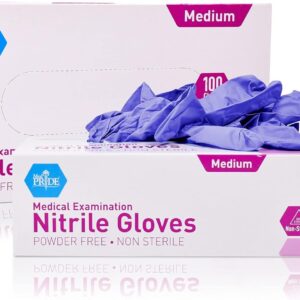 MedPride Powder-Free Nitrile Exam Gloves, Iris Blue, Medium, Box/100