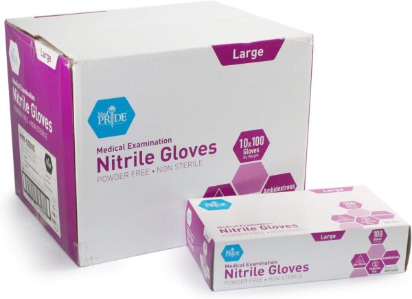 MedPride Powder-Free Nitrile Exam Gloves, Iris Blue, Medium, Box/100 - Image 23