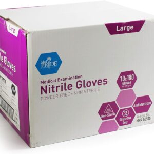 MedPride Powder-Free Nitrile Exam Gloves, Iris Blue, Medium, Box/100