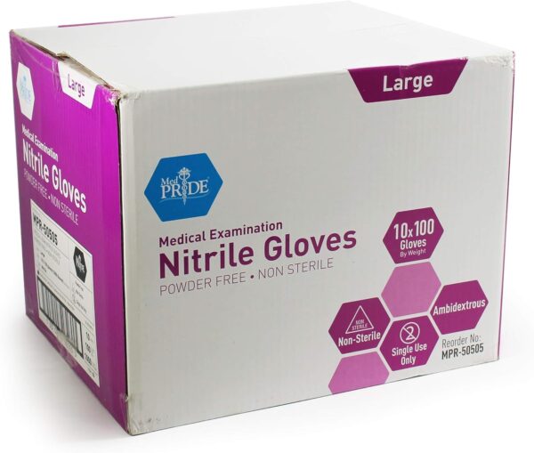 MedPride Powder-Free Nitrile Exam Gloves, Iris Blue, Medium, Box/100 - Image 25