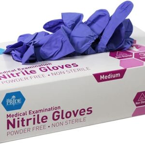 MedPride Powder-Free Nitrile Exam Gloves, Iris Blue, Medium, Box/100