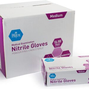 MedPride Powder-Free Nitrile Exam Gloves, Iris Blue, Medium, Box/100