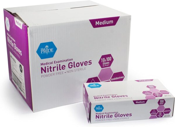 MedPride Powder-Free Nitrile Exam Gloves, Iris Blue, Medium, Box/100 - Image 28