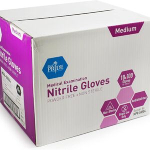 MedPride Powder-Free Nitrile Exam Gloves, Iris Blue, Medium, Box/100