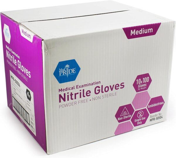 MedPride Powder-Free Nitrile Exam Gloves, Iris Blue, Medium, Box/100 - Image 29