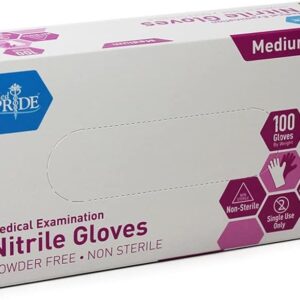 MedPride Powder-Free Nitrile Exam Gloves, Iris Blue, Medium, Box/100