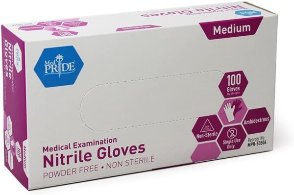 MedPride Powder-Free Nitrile Exam Gloves, Iris Blue, Medium, Box/100 - Image 31