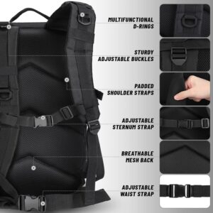 HOMIEE Military Tactical Backpack 45L Rucksack Large Army 3 Day Assault Pack Heavy Duty Molle Bugout Bag Survival Daypack