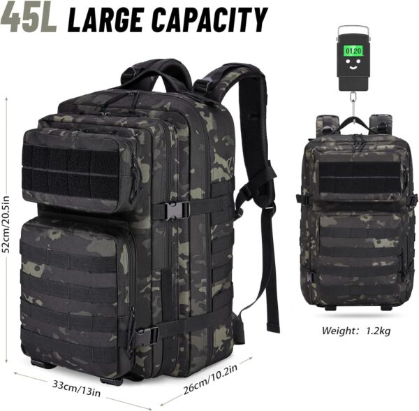 HOMIEE Military Tactical Backpack 45L Rucksack Large Army 3 Day Assault Pack Heavy Duty Molle Bugout Bag Survival Daypack - Image 16