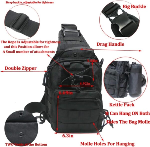 Tactical Bag Backpack, Outdoor Sport Bag Pack Sling Shoulder Bag Small Chest Pack for Traveling Trekking Camping - Image 3