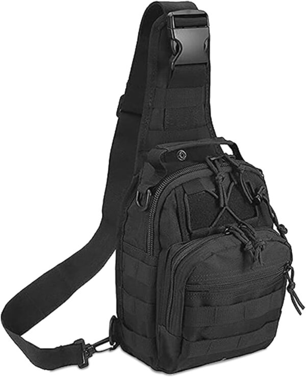 Q&Q ESSENTIALS Small Sling Bag Crossbody for Men. Crossover Bag with Tactical Backpack Features, Utility Sling Bag, Men's Bags Crossbody, Sports Chest Shoulder Fanny Pack, chest bag (Black)