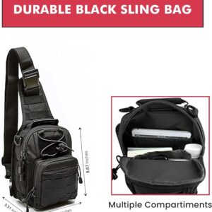 Q&Q ESSENTIALS Small Sling Bag Crossbody for Men. Crossover Bag with Tactical Backpack Features, Utility Sling Bag, Men's Bags Crossbody, Sports Chest Shoulder Fanny Pack, chest bag (Black)