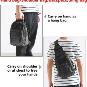 Q&Q ESSENTIALS Small Sling Bag Crossbody for Men. Crossover Bag with Tactical Backpack Features, Utility Sling Bag, Men's Bags Crossbody, Sports Chest Shoulder Fanny Pack, chest bag (Black)