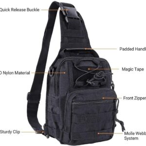 Q&Q ESSENTIALS Small Sling Bag Crossbody for Men. Crossover Bag with Tactical Backpack Features, Utility Sling Bag, Men's Bags Crossbody, Sports Chest Shoulder Fanny Pack, chest bag (Black)