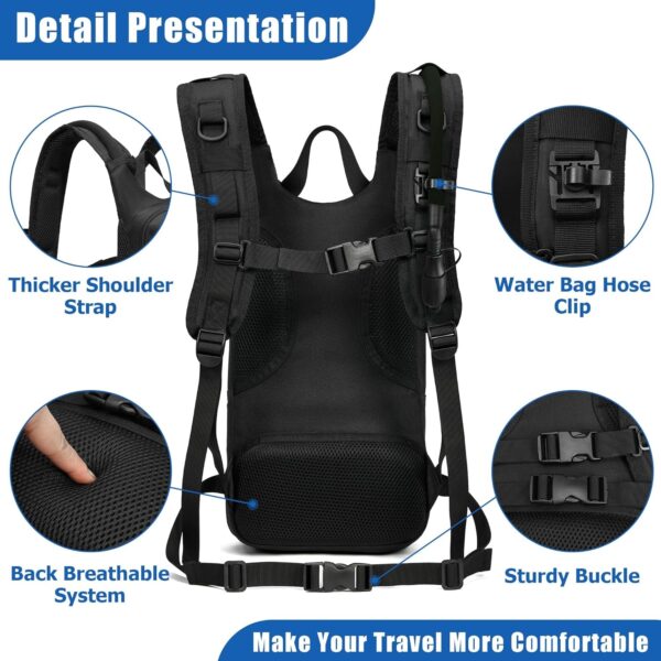 THYWD Hydration Backpack with 3L Water Bladder Tactical Molle Hydration Pack Bag for Men and Women Water Backpack for Hiking Mountain Bike Running Cycling - Image 4
