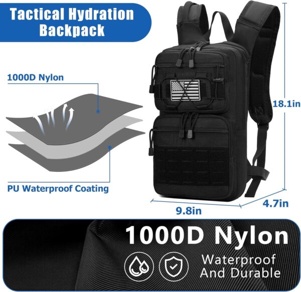 THYWD Hydration Backpack with 3L Water Bladder Tactical Molle Hydration Pack Bag for Men and Women Water Backpack for Hiking Mountain Bike Running Cycling - Image 5