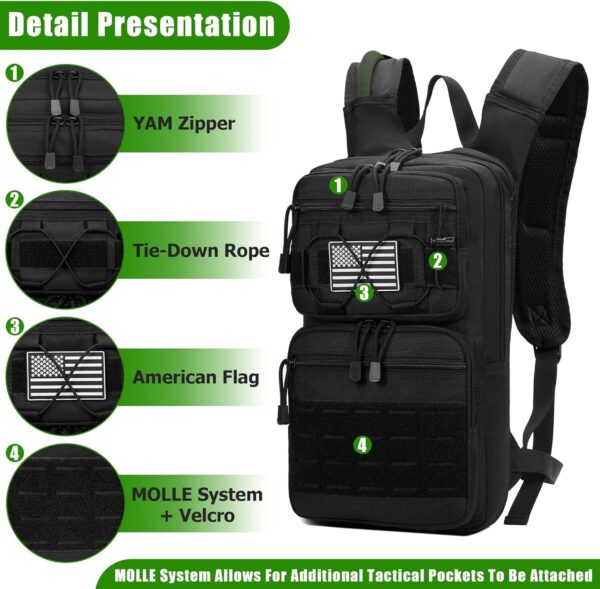 THYWD Hydration Backpack with 3L Water Bladder Tactical Molle Hydration Pack Bag for Men and Women Water Backpack for Hiking Mountain Bike Running Cycling - Image 9