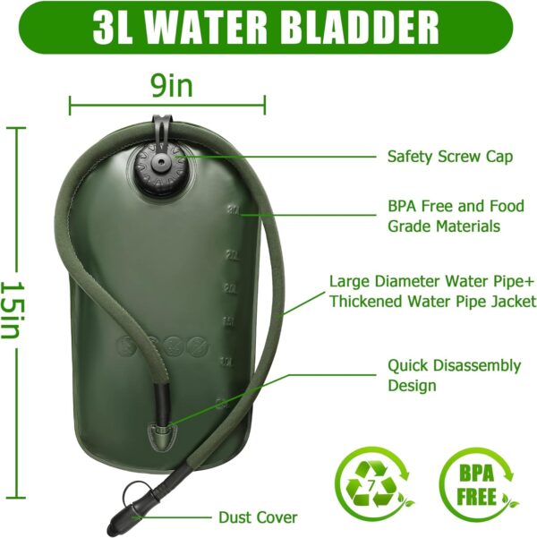 THYWD Hydration Backpack with 3L Water Bladder Tactical Molle Hydration Pack Bag for Men and Women Water Backpack for Hiking Mountain Bike Running Cycling - Image 13