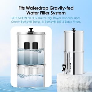 Waterdrop Gravity-fed Water Filter System, Reduces Lead and up to 99% of Chlorine, NSF/ANSI 42&372 Standard, with 2 Black Carbon Filters and Metal Spigot, King Tank Series, WD-TK-A