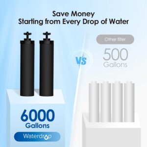 Waterdrop Gravity-fed Water Filter System, Reduces Lead and up to 99% of Chlorine, NSF/ANSI 42&372 Standard, with 2 Black Carbon Filters and Metal Spigot, King Tank Series, WD-TK-A