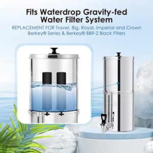 Waterdrop Gravity-fed Water Filter System, Reduces Lead and up to 99% of Chlorine, NSF/ANSI 42&372 Standard, with 2 Black Carbon Filters and Metal Spigot, King Tank Series, WD-TK-A