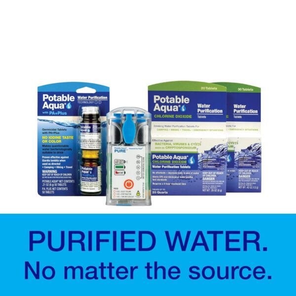 Potable Aqua Water Purification Tablets with PA Plus, Portable and Effective Solution for Camping, Hiking, Emergencies, Natural Disasters and International Travel, Two 50ct Bottles - Image 12