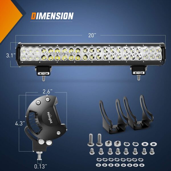 Nilight - ZH003 20Inch 126W Spot Flood Combo Led Light Bar 4PCS 4Inch 18W Spot LED Pods Fog Lights for Jeep Wrangler Boat Truck Tractor Trailer Off-Road, 2 Years Warranty - Image 2