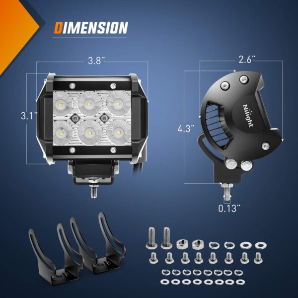 Nilight - ZH003 20Inch 126W Spot Flood Combo Led Light Bar 4PCS 4Inch 18W Spot LED Pods Fog Lights for Jeep Wrangler Boat Truck Tractor Trailer Off-Road, 2 Years Warranty - Image 3
