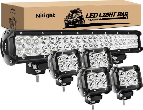 Nilight - ZH003 20Inch 126W Spot Flood Combo Led Light Bar 4PCS 4Inch 18W Spot LED Pods Fog Lights for Jeep Wrangler Boat Truck Tractor Trailer Off-Road, 2 Years Warranty - Image 19