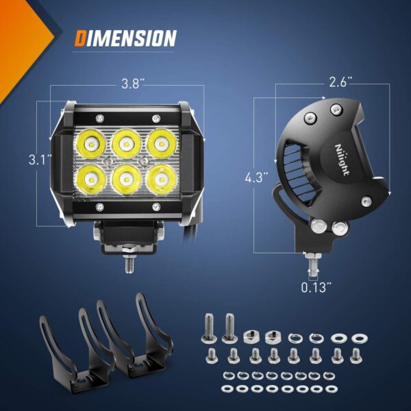 Nilight - ZH003 20Inch 126W Spot Flood Combo Led Light Bar 4PCS 4Inch 18W Spot LED Pods Fog Lights for Jeep Wrangler Boat Truck Tractor Trailer Off-Road, 2 Years Warranty - Image 20