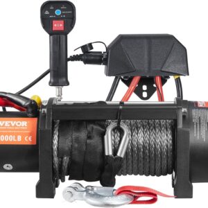 VEVOR Electric Winch, 12V 13,000 lb Load Capacity Nylon Rope Winch, IP67 3/8” x 85ft ATV Winch with Wireless Handheld Remote & Hawse Fairlead for Towing Jeep Off-Road SUV Truck Car Trailer Boat