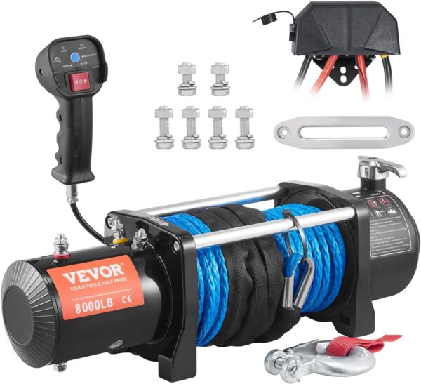 VEVOR Electric Winch, 12V 13,000 lb Load Capacity Nylon Rope Winch, IP67 3/8” x 85ft ATV Winch with Wireless Handheld Remote & Hawse Fairlead for Towing Jeep Off-Road SUV Truck Car Trailer Boat - Image 19