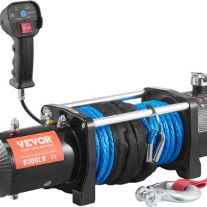 VEVOR Electric Winch, 12V 13,000 lb Load Capacity Nylon Rope Winch, IP67 3/8” x 85ft ATV Winch with Wireless Handheld Remote & Hawse Fairlead for Towing Jeep Off-Road SUV Truck Car Trailer Boat