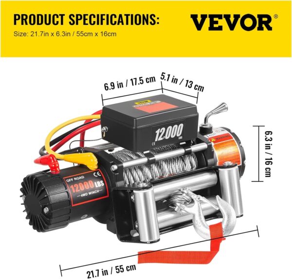 VEVOR Electric Winch, 12V 13,000 lb Load Capacity Nylon Rope Winch, IP67 3/8” x 85ft ATV Winch with Wireless Handheld Remote & Hawse Fairlead for Towing Jeep Off-Road SUV Truck Car Trailer Boat - Image 34