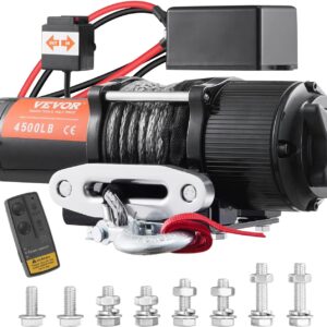 VEVOR Electric Winch, 12V 13,000 lb Load Capacity Nylon Rope Winch, IP67 3/8” x 85ft ATV Winch with Wireless Handheld Remote & Hawse Fairlead for Towing Jeep Off-Road SUV Truck Car Trailer Boat