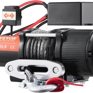 VEVOR Electric Winch, 12V 13,000 lb Load Capacity Nylon Rope Winch, IP67 3/8” x 85ft ATV Winch with Wireless Handheld Remote & Hawse Fairlead for Towing Jeep Off-Road SUV Truck Car Trailer Boat