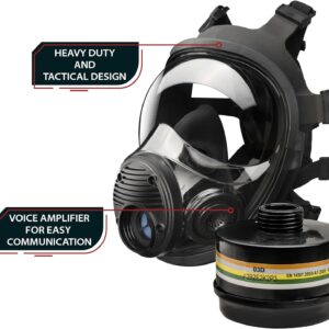 Parcil Distribution NB-100 Smoke Black Tactical Gas Mask-Full Face Respirator