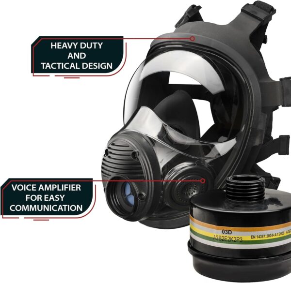 Parcil Distribution NB-100 Smoke Black Tactical Gas Mask-Full Face Respirator - Image 2