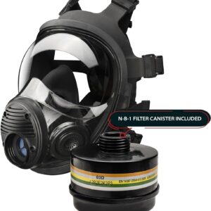 Parcil Distribution NB-100 Smoke Black Tactical Gas Mask-Full Face Respirator