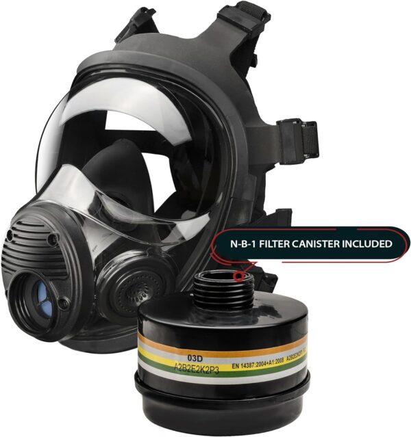 Parcil Distribution NB-100 Smoke Black Tactical Gas Mask-Full Face Respirator - Image 3