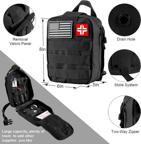 Survival Kit and First Aid Kit, 142Pcs Professional Survival Gear and Equipment with Molle Pouch, for Men Dad Husband Who Likes Camping Outdoor Adventure… - Image 6