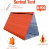 8 Pcs Ultralight Survival Tent 2 Person Emergency Shelter Tube Tent Waterproof Emergency Tent Emergency Survival Shelter Windproof Survival Tarp with Paracord for Outdoor Survival Kits, Orange - Image 2