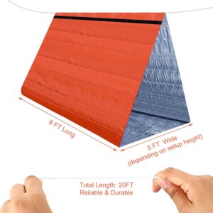 8 Pcs Ultralight Survival Tent 2 Person Emergency Shelter Tube Tent Waterproof Emergency Tent Emergency Survival Shelter Windproof Survival Tarp with Paracord for Outdoor Survival Kits, Orange